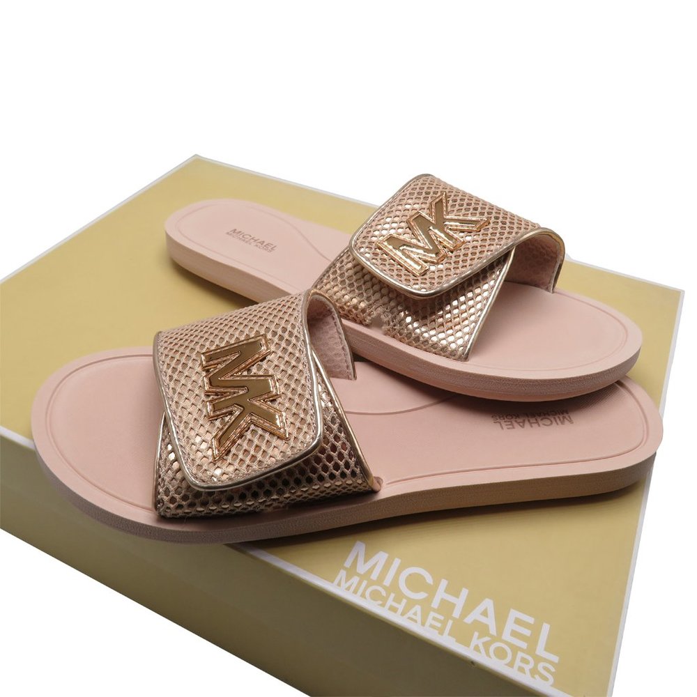 Michael Kors PALMER Mesh Rosegold Slide Sandal